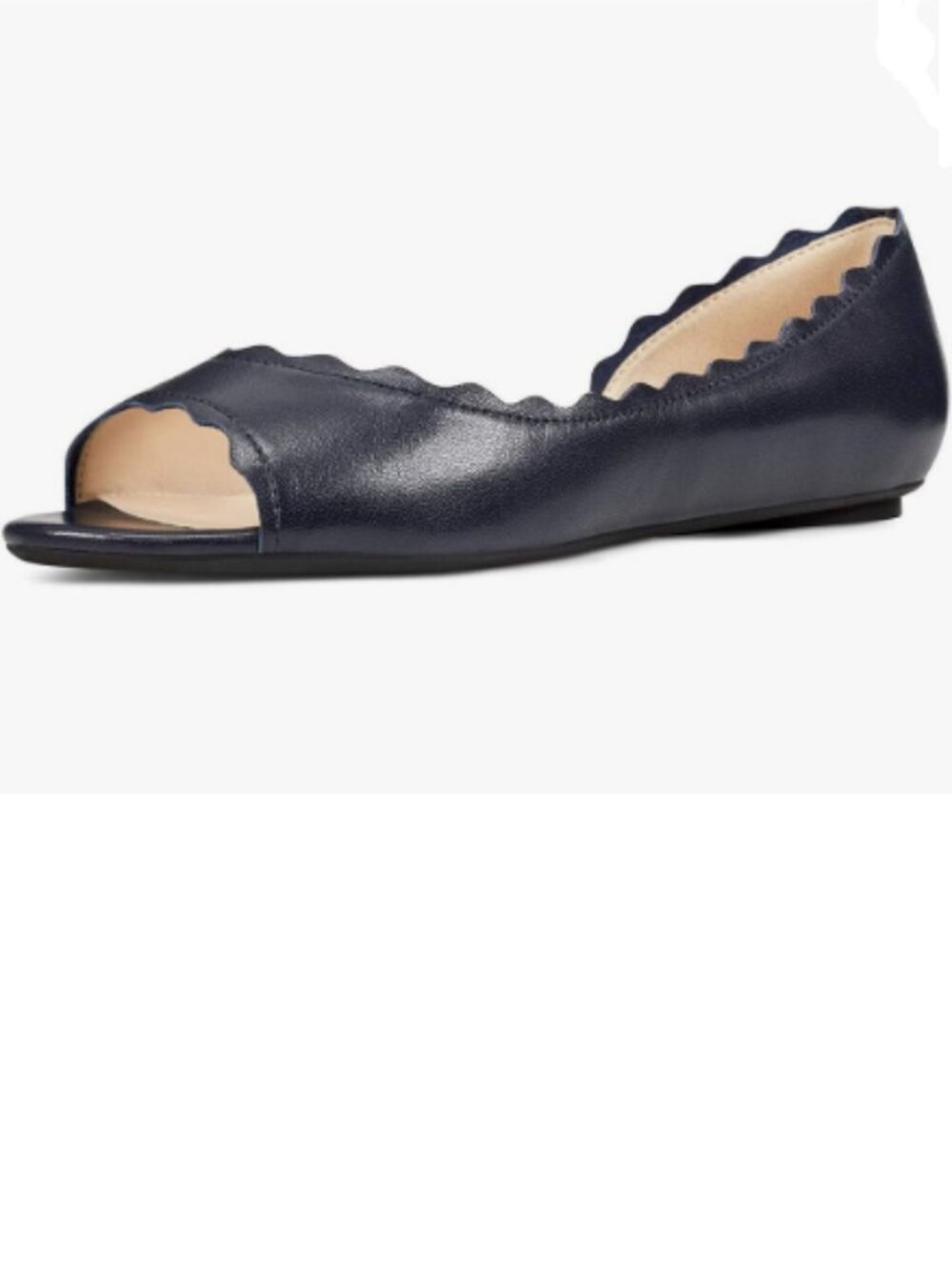 XYD Black Chic Open Peep Toe Wave Ballet Flats D'Orsay Slip On Loafer Dress Shoe